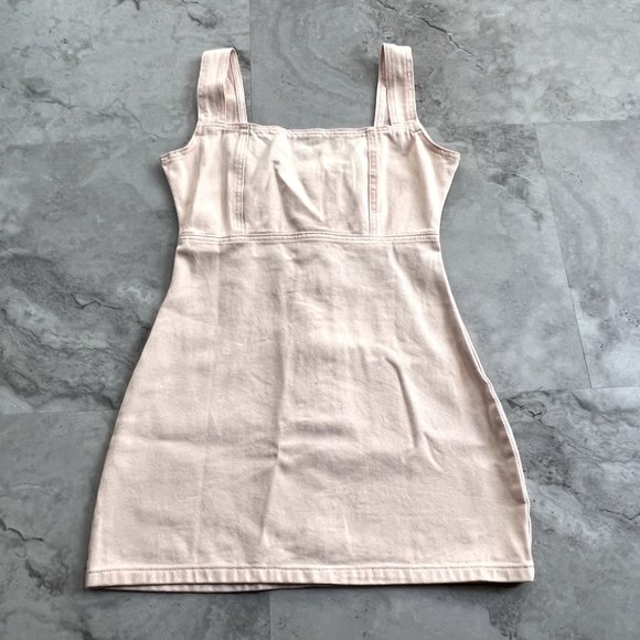 NWT Lioness Plush Pink Denim Overall Jumper‎ Dress Size Large L (fits like a 6) - Picture 1 of 3